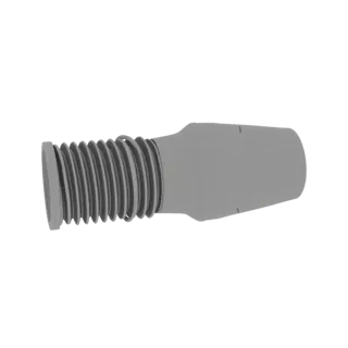 Modelo 3D de adaptador com rosca externa M52x1 e extremidade lisa, vista lateral