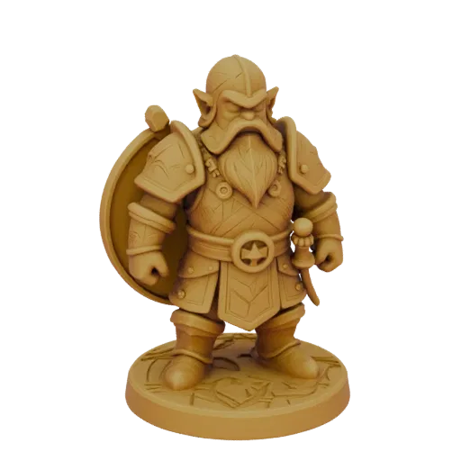 Fantasy Dwarf Warrior Miniature STL - Casting