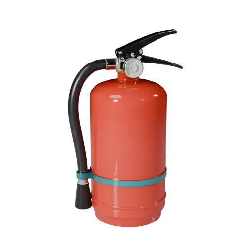 Emergency Fire Extinguisher High Poly 3D model, close-up studio render, showing plastic shells, form detail.