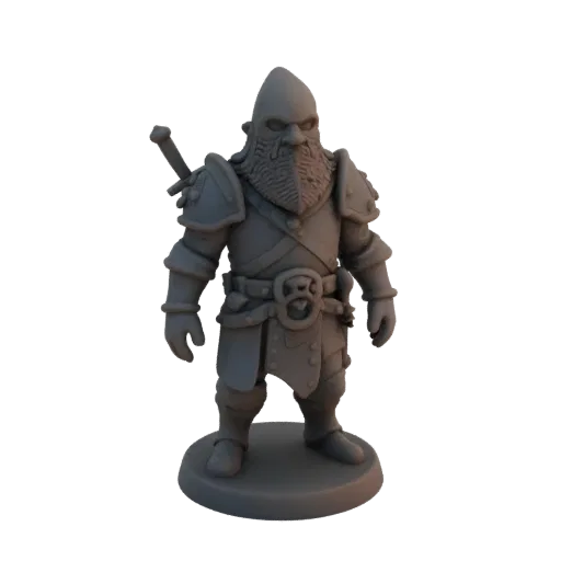 Medieval Dwarf Fighter Miniature STL