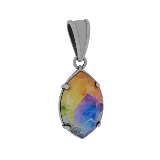 Gemstone Pendant collectible detail 3D model, studio profile shot, showing pendant silhouette and surface contrast.