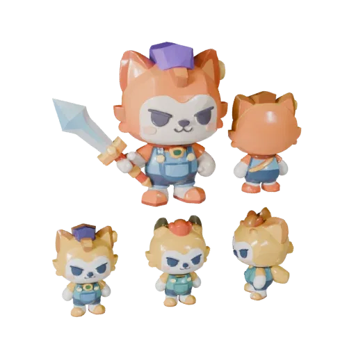 Cute Animal Mascot stylized 3D model preview showing pose, three-quarter game view, expression and smooth toy surfaces