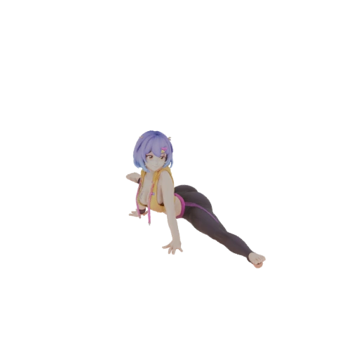 Anime Girl Yoga Pose 3D Model