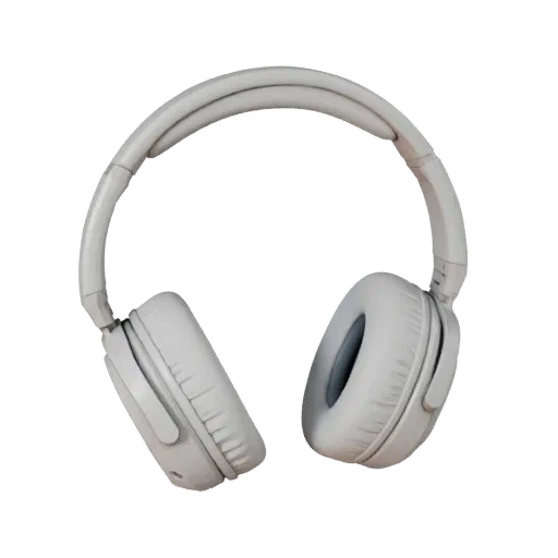 Wireless Noise Canceling Headset 3D model, game viewport three-quarter view, showing soft ear pads, form detail.