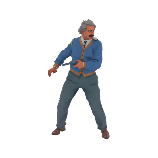 Albert Einstein with Revolver 3D Model