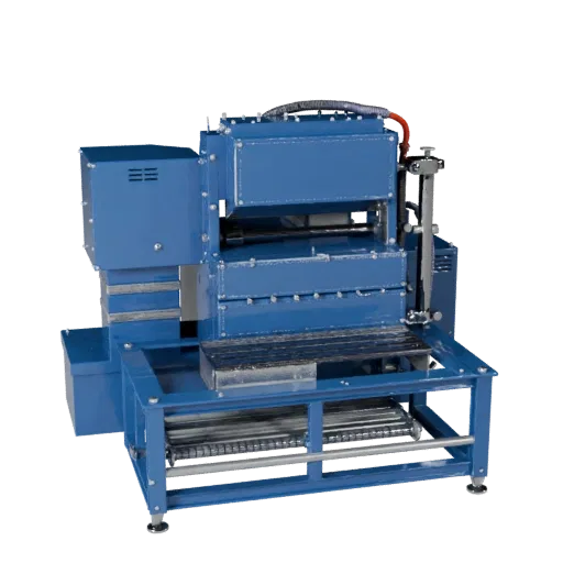 Packaging Packing Machine 3D model, side profile view, technical viewport render, showing painted steel, form detail.