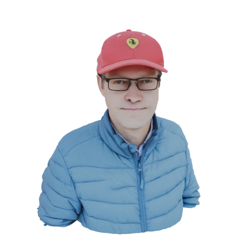 Man in Puffer Jacket and Red Cap 3D Model