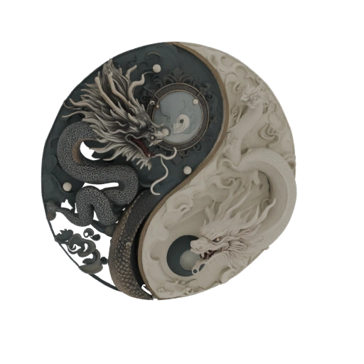 Yin Yang Dragon Sculpture 3D Model