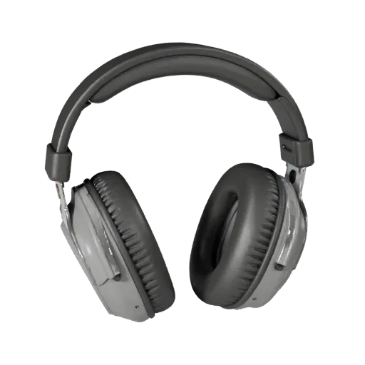Retro Noise Canceling Headset Realistic 3D model, three-quarter studio render, showing soft ear pads, wearable scale.