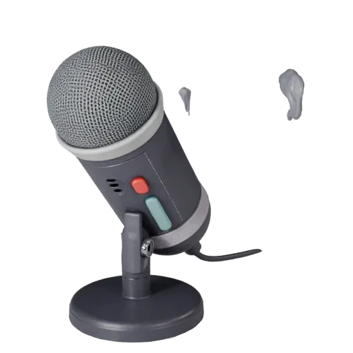 Microphone Stylized 3D model, stylized isometric render, showing plastic shells, desktop scale.