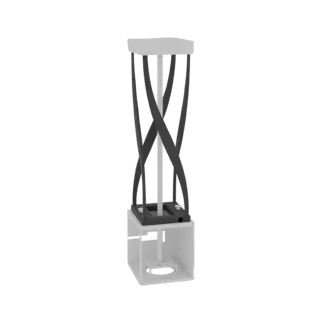 Modelo 3D de lámpara de pie moderna con base blanca y columna retorcida oscura.