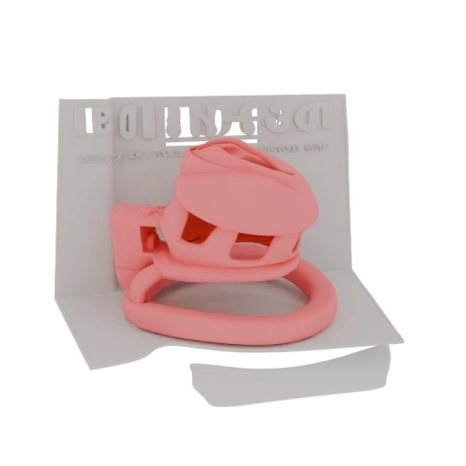 Pink Chastity Cage with Display Stand
