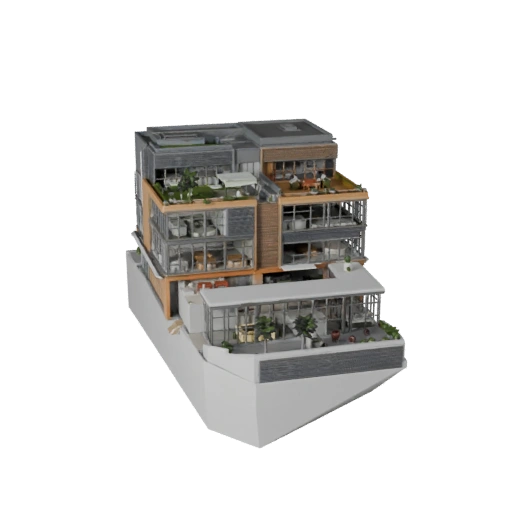 Edificio de Oficina de Coworking Estilizado 3D Model - Activo para Juegos