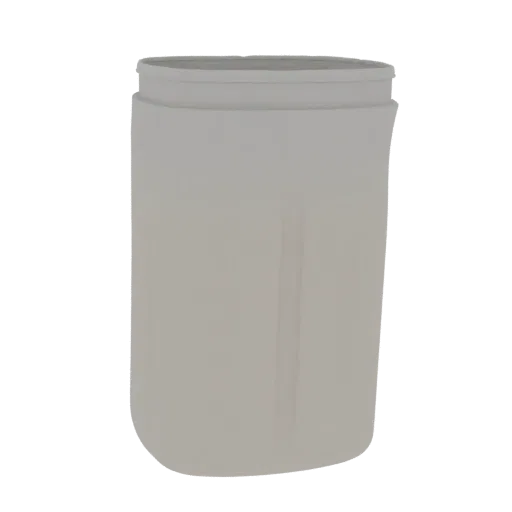 A plain, light gray 3D model of a simple cylindrical container with a slightly flared rim, isolated on a black background.