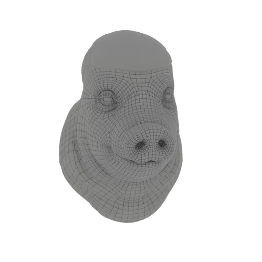 Wireframe Pig Head 3D Model