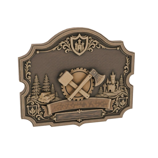 Medieval Woodcutter Emblem Plaque