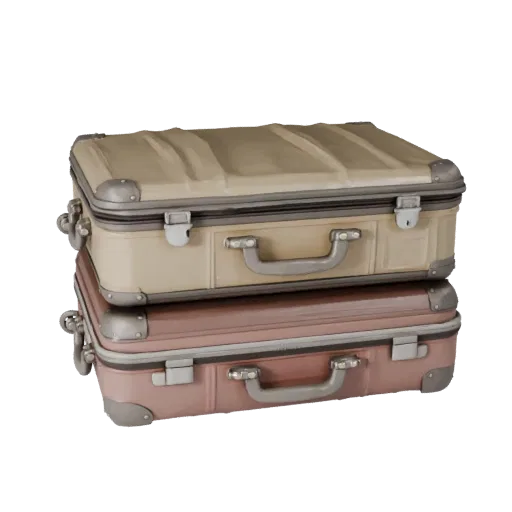 Travel Style Suitcase 3D model, three-quarter front view, Unreal Engine viewport, showing plastic, usable openings.