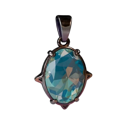 Gemstone Charm game ready 3D model, top-down studio render, with calibrated pendant silhouette and material reads.