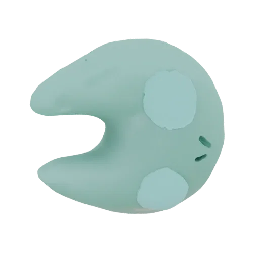 A 3D render of a cute, stylized teal seal with lighter teal spots, facing slightly to the left with a gentle expression.