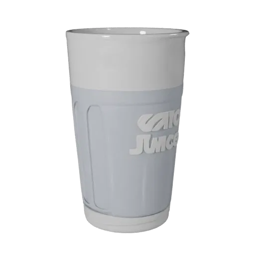 Cafe Juice Glass Product Viz 3D model, three-quarter studio product render, showing glass, container shape.
