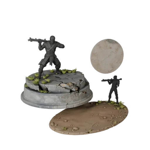 Ruined Display Plinth product render 3D model preview showing rim shape, three-quarter view, height and ground texture