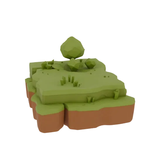 Enchanted Glade Biome Printable 3D model, isometric tabletop STL render, showing terrain layers, terrain detail.