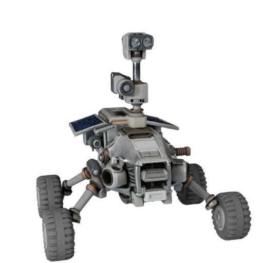 Ice World Drone Scout Modular 3D model, isometric modular kit view, showing dusty wheels, vehicle stance.