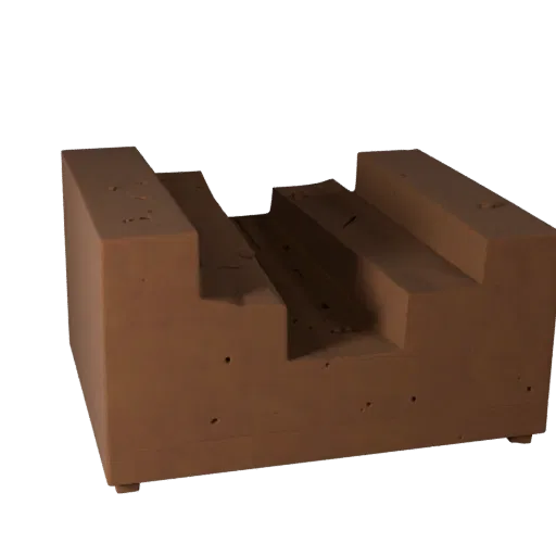 Muddy Battlefield Ground Low Poly 3D model, game viewport three-quarter view, showing layered soil, terrain detail.