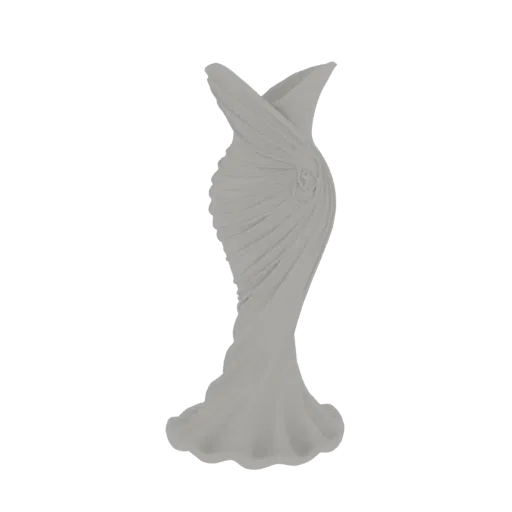 Modello 3D di un elegante vaso grigio chiaro con un design a spirale fluente e un sottile accento floreale.