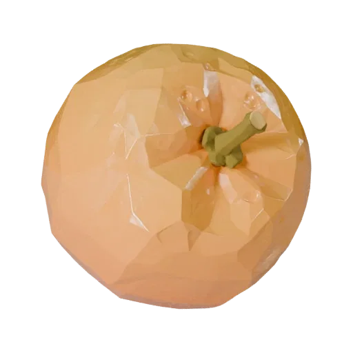 Fresh Orange Stylized 3D model, stylized isometric render, showing skin pores, recognizable fruit forms.