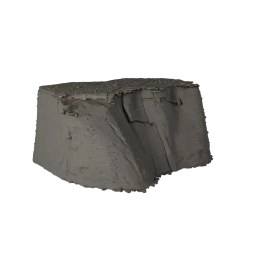 River Pebble Bank Unreal Engine 3D model, top-down viewport view, showing stratified stone, water edges.