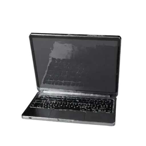 Gaming Tablet Computer 3D model, three-quarter front view, AR viewer studio render, showing brushed metal, form detail.