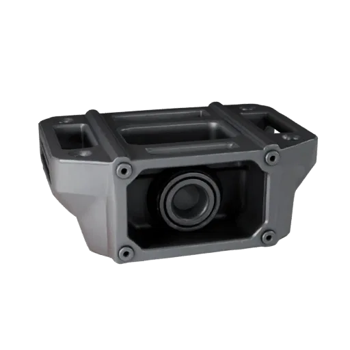 Gearbox Housing Modular 3D model, isometric modular kit view, showing machined metal, precise part geometry.