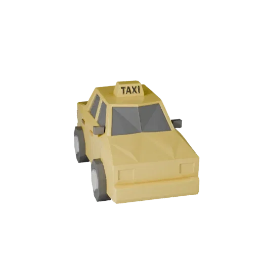 Modello 3D Low Poly Taxi per Unity & Unreal PBR Asset