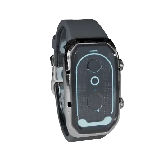 Modelo 3D modular Luxury Fitness Band, vista isométrica de kit modular, mostrando silicona, ajuste usable.