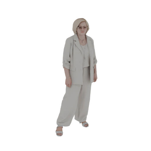 Elegant Woman in Beige Suit 3D Model