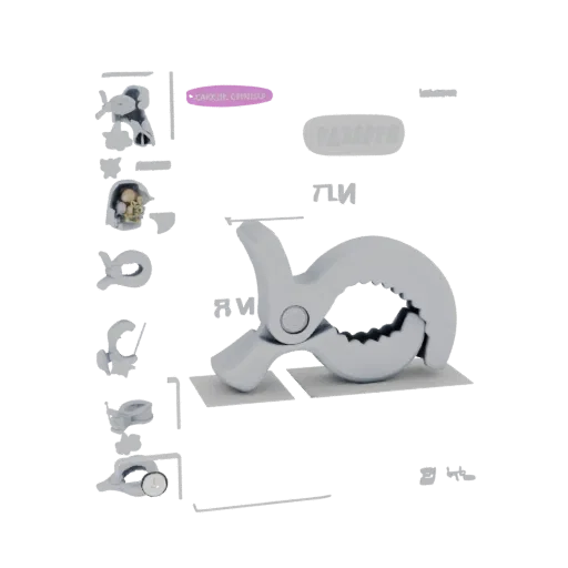 3D render of a white spring clamp with serrated jaws, presented on a neutral background.