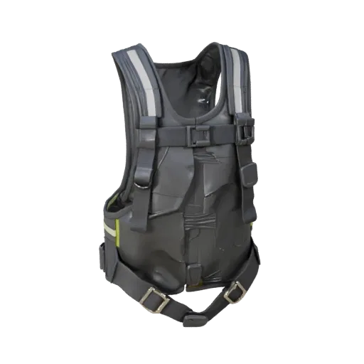 Emergency Protective Harness Realistic 3D model, three-quarter studio render, showing plastic shells, form detail.