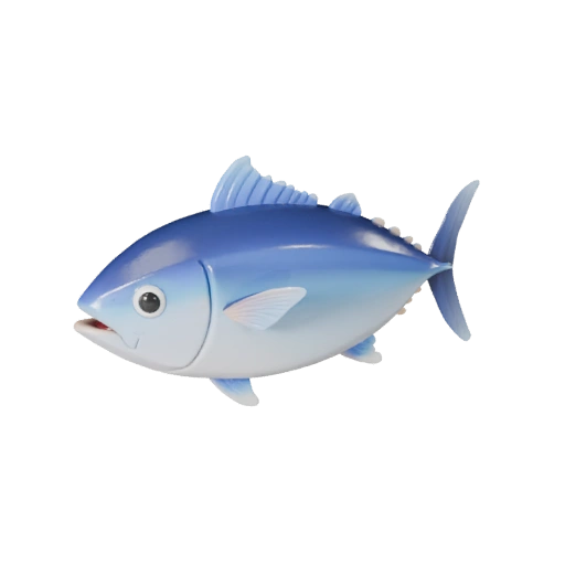 Cartoon Thunfisch 3D-Modell - Stilisierte Ressource für Animation | Lizenzfrei