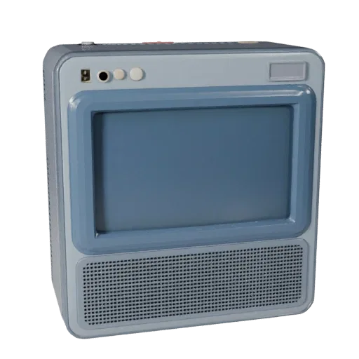 Retro Smart Speaker Stylized 3D model, home interior, stylized isometric render, plastic detail.