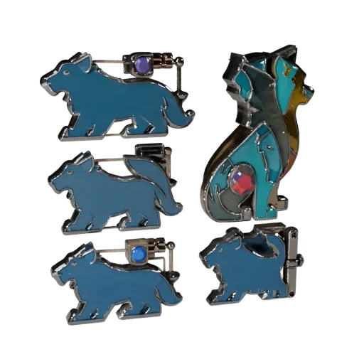 Animal Motif Brooch game ready 3D model, turntable hero render, with calibrated brooch silhouette and material reads.