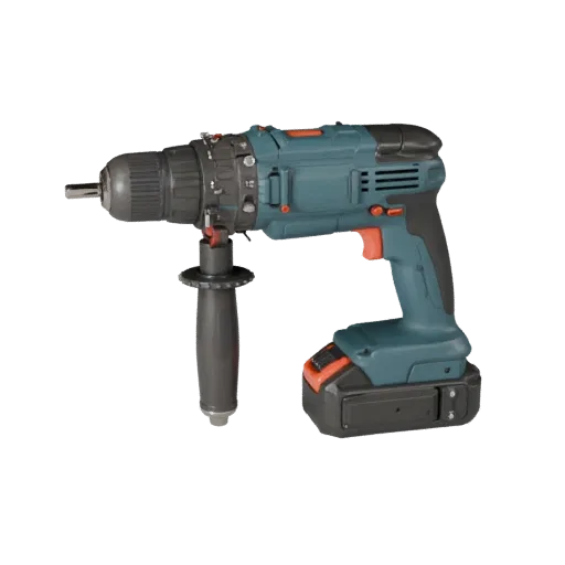 Workshop Drill Realistic 3D model, three-quarter studio render, showing molded plastic, ergonomic handles.