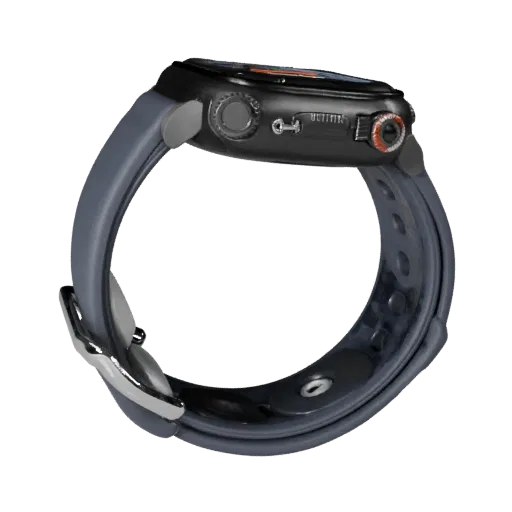 Fitness Smartwatch 3D model, three-quarter front view, AR viewer studio render, showing silicone, wearable fit.