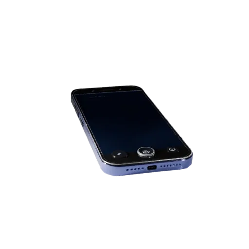 Compact Smartphone Product Viz 3D model, three-quarter studio product render, showing glass screens, form detail.
