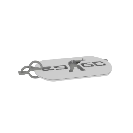 3D model of a CS:GO dog tag with a character silhouette and chain, rendered on a white background.