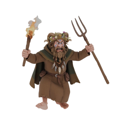 Feral Druid with Torch and Pitchfork 3D Model