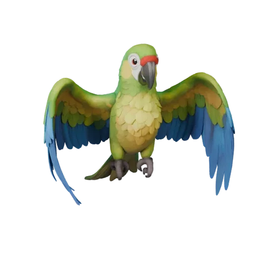 Cartoon Macaw Parrot 3D Model - Stylized Asset for Animation