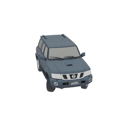 A 3D render of a dark grey SUV, viewed from a slightly elevated front-right angle, isolated on a white background.
