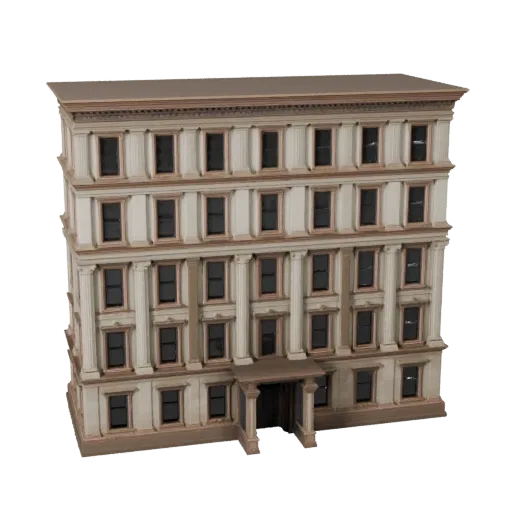 Classical Facade Unreal Engine-ready 3D model, Unreal Engine viewport, showing building facade materials and architectural de