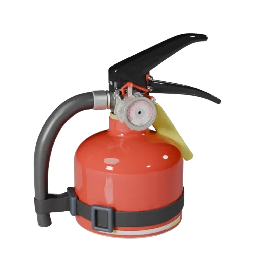Site Fire Extinguisher Realistic 3D model, three-quarter studio render, showing plastic shells, form detail.